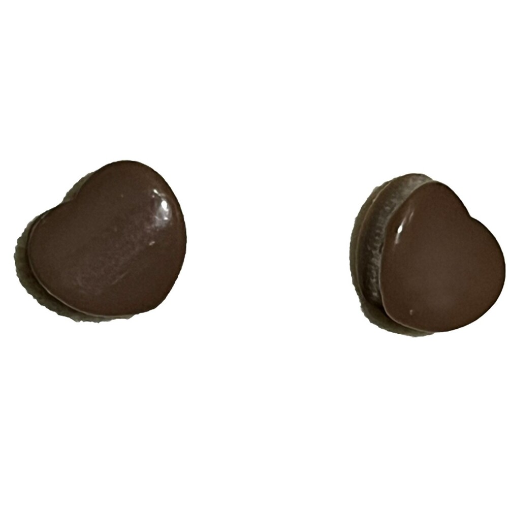 Heart Vintage 80s Earrings NWT Chocolate Brown Stud Feminine Love Minimalist NOS